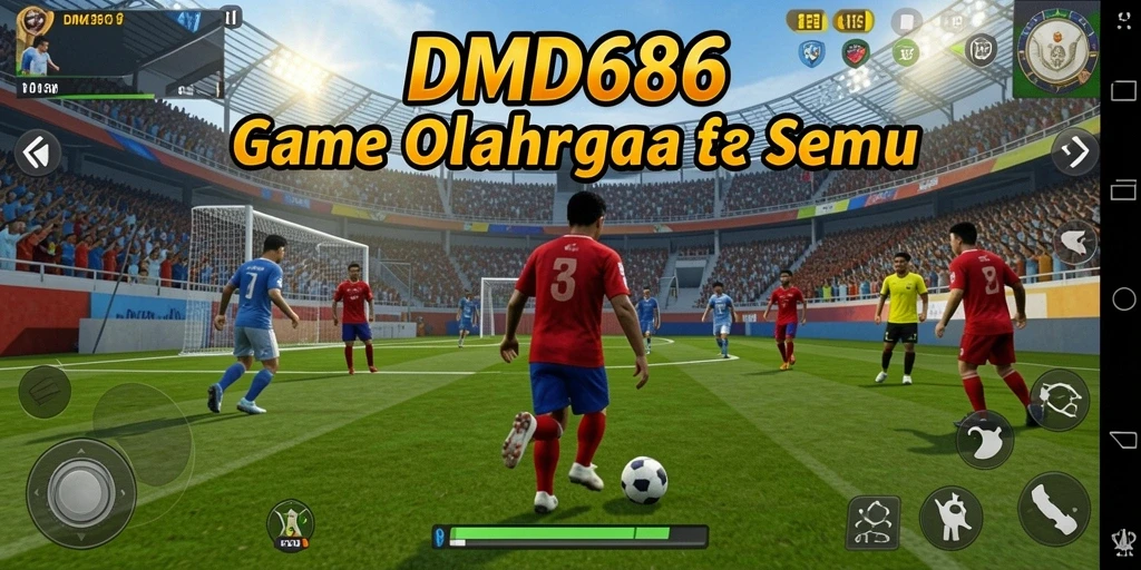 Tampilan gameplay seru dalam DMD686 dengan berbagai cabang olahraga.