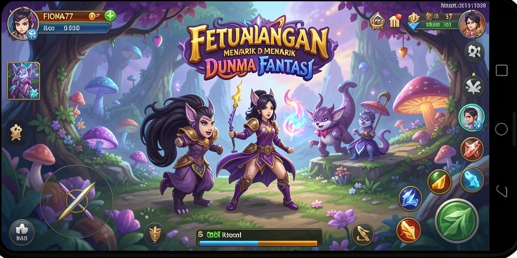 Tampilan gameplay FIONA77 yang menakjubkan saat menjelajahi dunia fantasi.