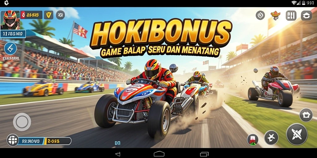 Tampilan gameplay HOKIBONUS dengan balapan yang seru.