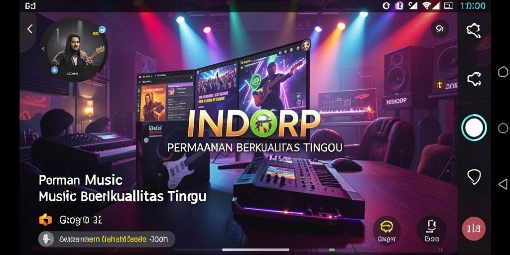 Tangkapan layar menunjukkan gameplay seru di INDORP dengan musik yang dinamis.