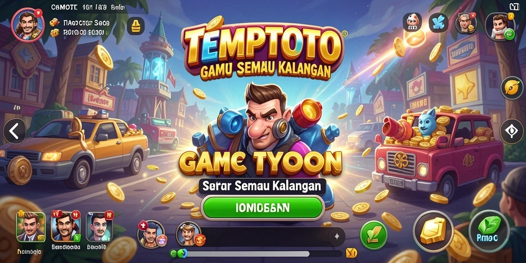 Tampilan gameplay TEMPOTOTO yang menarik dan menantang dalam mengelola usaha.